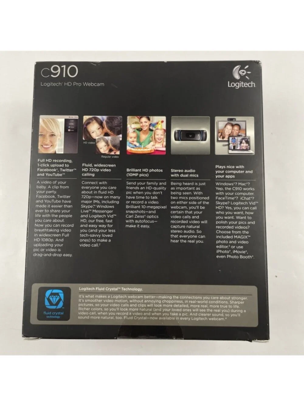 Logitech C910 Webcam HD Pro 1080p with Logitech Vid HD, Black